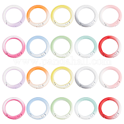 PandaHall Elite 20Pcs 10 Colors Gradient Color Zinc Alloy Spring Gate Rings, Two Tone, Round Ring, Mixed Color, 24.5x3.5~4.5mm, 2pcs/color