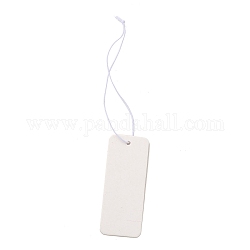 Étiquettes de prix en papier vierge, avec cordon, rectangle, blanc, 10.5~11 cm, rectangle: 45x18x0.5 mm
