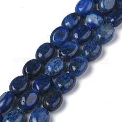 Natural Lapis Lazuli Bead Strands, Dyed, Oval, 8x6x3.5~4mm, Hole: 1mm, about 45~52pcs/strand, 15.16~15.74 inch(38.5~40cm)