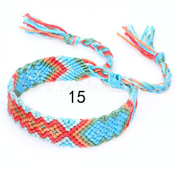 コットン編みひし形コードブレスレット  女性のためのエスニック部族の調節可能なブラジルのブレスレット  ディープスカイブルー  5-7/8~14-1/8インチ（15~36cm）