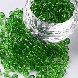 Perline semi di vetro, trasparente, tondo, foro rotondo, verde, 6/0, 4mm, Foro: 1.5 mm, circa 500pcs/50g, 50 g / borsa, 18 borsa/2 libbre