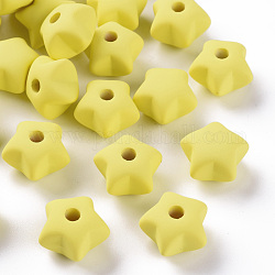 Abalorios de acrílico, estilo de goma, medio-perforado, estrella, amarillo, 16x17x11mm, agujero: 3.5 mm
