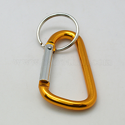 Alluminio moschettone per le chiavi, con chiusure di ferro, ovale, oro, 57x30.5mm