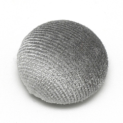 Velvet Covered Beads, with Aluminum Bottom, Half Round/Dome, Half Drilled, Gray, 21x11mm, Hole: 3mm