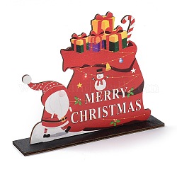 Decorazioni per espositori in legno naturale, per Natale, parola di Buon Natale, babbo natale/babbo natale con regalo, rosso, 270x44x163mm