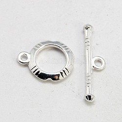 Tibetan Silver Color Plated Toggle Clasps, Lead Free & Cadmium Free & Nickel Free, Silver Color Plated, Ring: 12mm wide, 14.5mm long, Bar: 3mm wide, 22mm long, hole: 2mm