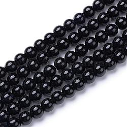 Natural White Jade Bead Strands, Dyed, Round, Black, 6mm, Hole: 1mm, about 66pcs/strand, 15.7 inch