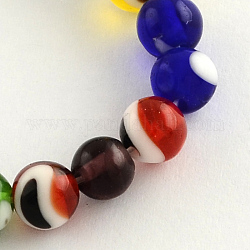 Handmade Millefiori Glass Round Beads Strands, Mixed Color, 6mm, Hole: 1mm, about 65pcs/strandd, 14.1inch