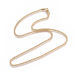 Unisex 304 acero inoxidable collares de cadena de cuerda, con broches de langosta, dorado, 19.7 pulgada (500 mm)