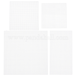 PandaHall 24pcs Mesh Plastic Canvas Sheets 4 Sizes Clear Square Rectangle Plastic Canvas Kit for Embroidery Acrylic Yarn Crafting Knitting Crochet Project, Easy to Cut, 3/4.2/5.5/5.5x2.8, 2mm Hole