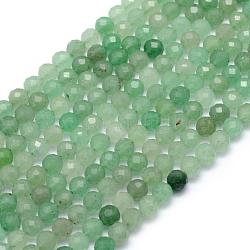 Chapelets de perles en aventurine vert naturel, facette, ronde, 4mm, Trou: 1mm, Environ 95 pcs/chapelet, 15.35 pouce (39 cm)