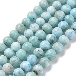 Natürliche runde Perlenstränge aus Larimar, Klasse ab, 6~7 mm, Bohrung: 0.7 mm, ca. 62~66 Stk. / Strang, 15.63~15.83'' (39.7cm ~ 40.2cm)