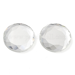 Cabuchones de cristal, espalda y espalda planas, facetados, semicírculo, Claro, 25x4.5mm