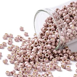 Cuentas de semillas redondas toho, Abalorios de la semilla japonés, (pf552f) permafinish sutil rosa metálico mate, 8/0, 3mm, agujero: 1 mm, aproximamente 222 unidades / 10 g