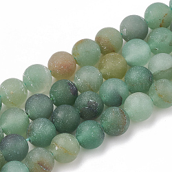 Perles d'aventurine vertes naturelles teintées, mat, ronde, 10mm, Trou: 1.2mm, Environ 37~40 pcs/chapelet, 14.9~15.1 pouce (38~38.5 cm)