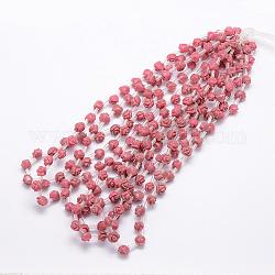 Perles naturelles de rhodonite, rose, 8x6~7mm, Trou: 1mm