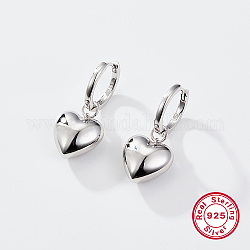 Стерлингов серебряные серьги обруча, сердце, со штампом s925, серебряные, 32x13.8 мм
