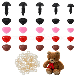 SUPERFINDINGS About 200pcs 5 Sizes DIY Plastic Nose 4 Color Safety Triangle Nose with Spacer DIY Craft Noses Mixed Color for Bear Doll Dog Puppet Plush Animal Making DIY Craft