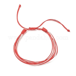Mehrsträngiges Armband aus gewachstem Polyester, verstellbares String-Armband für Frauen, rot, Innendurchmesser: 2-1/8~4-1/8 Zoll (5.3~10.5 cm)