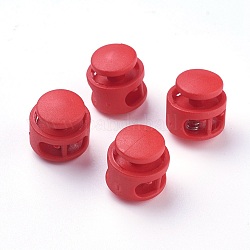 Fermetures à cordon en plastique, avec les accessoires en fer, platine, rouge, 17x17x16mm, Trou: 4x6.5mm