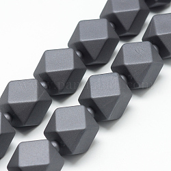 Perlas de acrílico de estilo de goma hebras, polígono, gris oscuro, 19.5x18x18mm, agujero: 3 mm