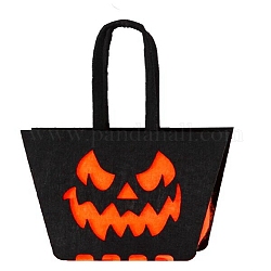 Sacs de bonbons d'halloween en feutre de diable avec poignées, sac cadeau de friandises d'halloween cotillons pour les enfants, orange, 22 cm, sac: 11x15.4x6.4cm