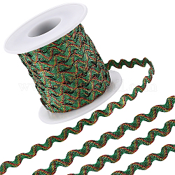 Gorgecraft 1pc rubans de polyester ondulés scintillants, avec 1 bobines vides en plastique, verte, 1/4 pouce (5 mm), environ 16.40~18.59 yards (15~17 m)/rouleau