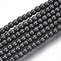 Non magnetici perle ematite sintetico fili, grado a, tondo, 2mm, Foro: 0.5 mm, circa 150pcs/filo, 15.5 pollice