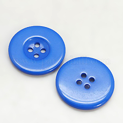Bottoni di resina, tinto, rotondo e piatto, dodger blu, 15x2.5mm
