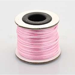 Cordons fil de nylon tressé rond de fabrication de noeuds chinois de macrame rattail, perle rose, 2mm, environ 10.93 yards (10 m)/rouleau