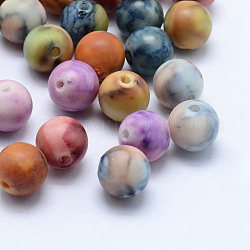 Perline di acrilico della vernice, tondo, matte, colore misto, 10x9.5mm, Foro: 1.5 mm