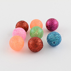 Acrílicos bubblegum cuentas redondas polvo del brillo de chicles gruesos, color mezclado, 19.5x20mm, agujero: 2 mm, aproximamente 100 unidades / 500 g