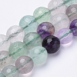 Chapelets de perles en fluorite naturel, facette, ronde, 6mm, Trou: 1mm, Environ 62 pcs/chapelet, 15.3 pouce