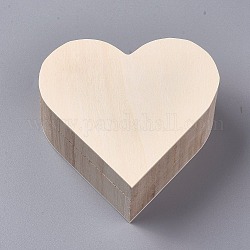 Незавершенные деревянные шкатулки для драгоценностей, ящик для хранения своими руками в форме сердца, бланшированный миндаль, 9.5x10.35x5 см, Внутренний диаметр: 6.4x8.8 cm