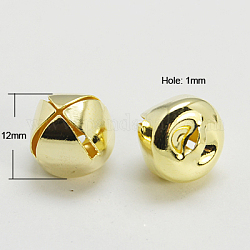 Charming Iron Bell Charms, Golden Color, 12x12mm, hole: 2mm