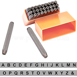 Superfindings 27 pièces alphabet timbres en acier au carbone outils de maroquinerie en métal majuscule timbre poinçon ensemble de timbres pour métal cuir artisanat bois