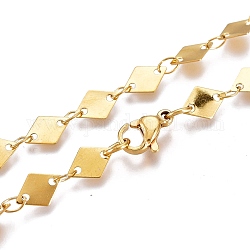 304 Edelstahl-Gliederkette Halsketten, mit Karabinerverschluss, Rhombus, golden, 16.49 Zoll (41.9 cm)