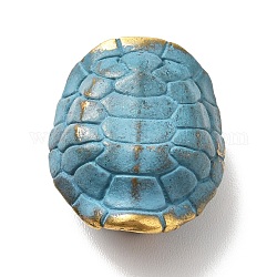 Perles européennes en laiton, Perles avec un grand trou   , tortue, bronze antique et patine bleue, 19x16.5x10mm, Trou: 6mm