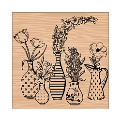 Craspire 1 tampons en bois de hêtre et 1 feuilles de tampons en résine, carrée, accessoires de scrapbooking, motif de fleur, 7.6x7.58x2.5 cm, 1pc / style