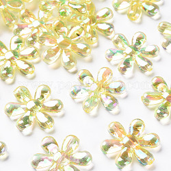 Perles en acrylique transparente, couleur ab , fleur, jaune, 25x4.5mm, Trou: 1.6mm, environ 375 pcs/500 g