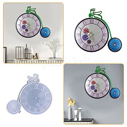 Penny farthing horloge décoration murale moules en silicone de qualité alimentaire, pour la résine UV, fabrication artisanale de résine époxy, blanc, 325x290x8mm