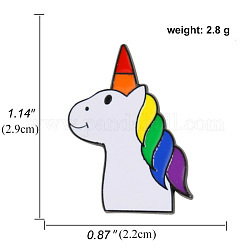 Spilla smaltata unicorno bandiera orgoglio arcobaleno, distintivo in lega per vestiti zaino, colorato, 29x22mm