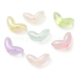 UV Plating Transparent Acrylic Beads, Luminous Beads, Iridescent, Leaf, Mixed Color, 12x23.5x9mm, Hole: 2.8mm