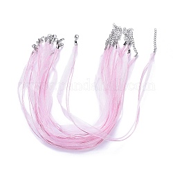 Cuerda del collar joya que hace, Con 2 hilos de cordón encerado., cinta de organza y fornituras de hierro, rosa, 17 pulgada