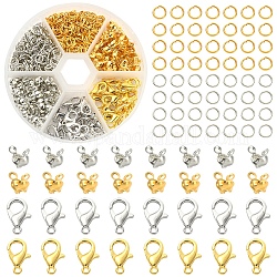 Kit de búsqueda de fabricación de joyas de diy, incluyendo anillas abiertas de hierro y puntas de cuentas, Aleación de zinc corchetes de garra de langosta, color mezclado, 5~12x0.7~4mm, diámetro interior: 3~3.6 mm, 560 unidades / caja