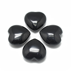 Piedras de amor de corazón de obsidiana natural, piedras de palma de bolsillo para el equilibrio de reiki, 39~41x40~40.5x17~19mm