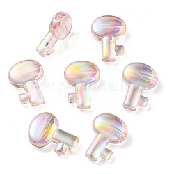 Placage uv perles acryliques transparentes irisées arc-en-ciel, clé, rose, 26.5x19x7.5mm, Trou: 2.7mm