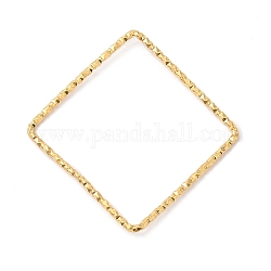 304 Stainless Steel Linking Rings, Textured, Square, Real 18K Gold Plated, 33x33x1mm