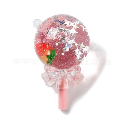 Pendentifs acryliques, avec du plastique, lollipop, cerise, 64x38mm, Trou: 2mm