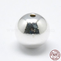 Perles 925 en argent sterling, rond sans soudure, couleur d'argent, 4mm, Trou: 1~1.3mm, environ 208 pcs/20 g